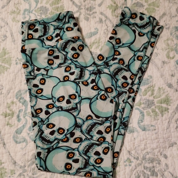 LuLaRoe Pants - Unicorn Halloween LuLaRoe Green Skull Leggings!